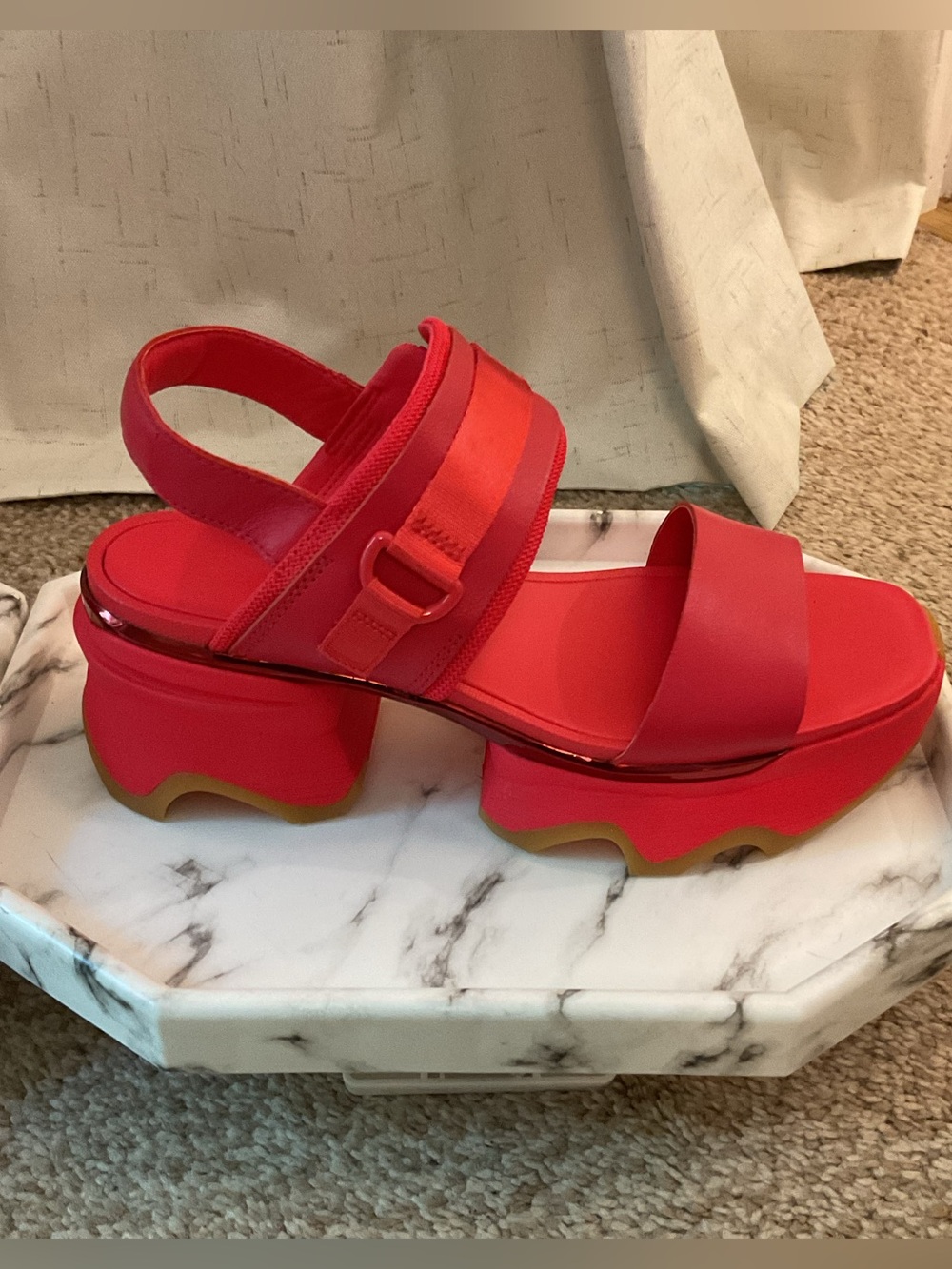 Sorel Kinetic Impact Red Platform Sandal with Chunky Sole - Picture 8 of 8